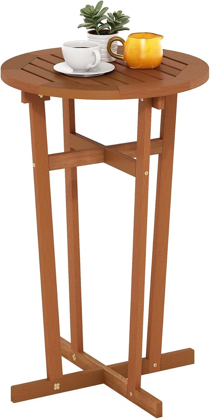 Furinno TIOMAN Patio Table, Outdoor Side Table, Patio Bar Table, Coffee Table in Teak Oil, for Patio, Garden, Porch, Light Wood