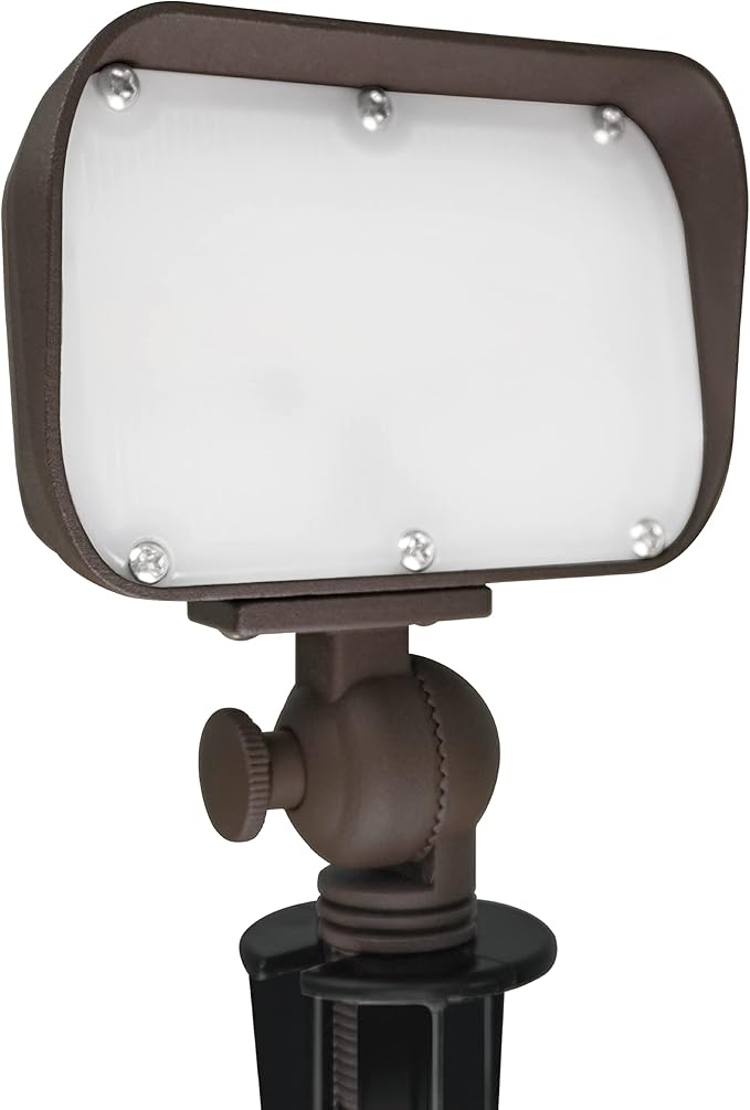 7W LED Outdoor Flood Light, Low Voltage Landscape Lighting, Waterproof Security Wall Lighting Fixture, 9-15V, 480 Lumen, 3000K, 1/2" Adjustable Knuckle Mount, Die-cast Aluminum, Brown