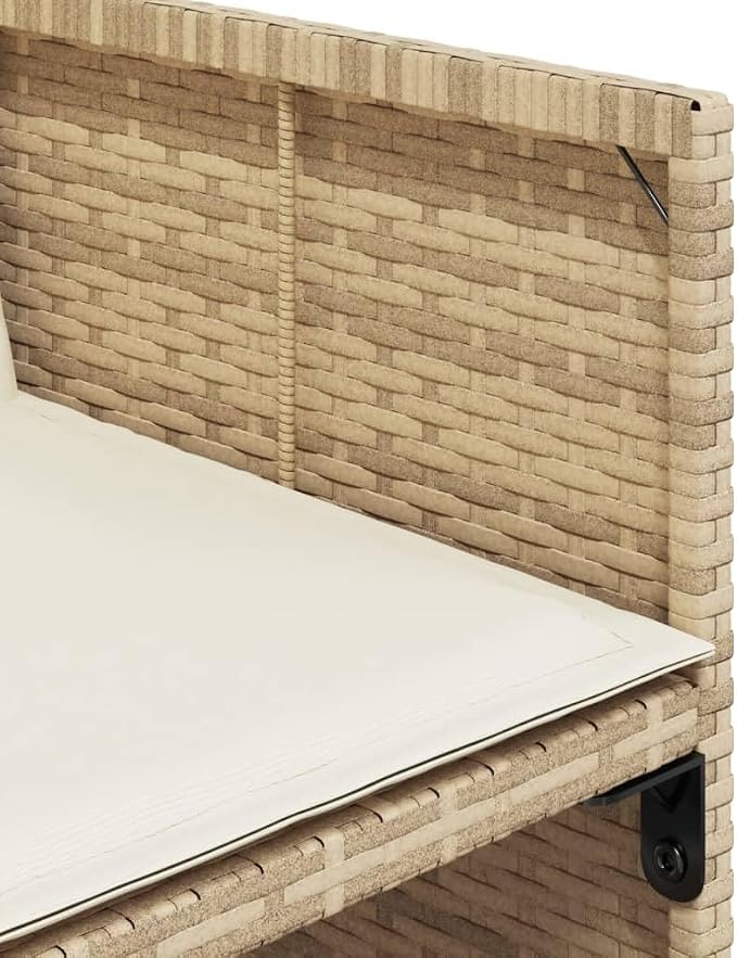 9 Piece Patio Dining Set with Cushions Beige Outdoor Poly Rattan Table and 4 Folding Chairs for Garden Backyard Deck Seating