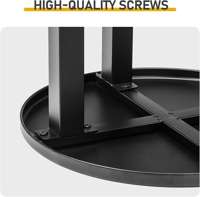 Metal Outdoor Round Table, 2-Tier Sturdy Patio End Table Weather Resistant, Round End Table for Patio, Pool, Porch (Black)