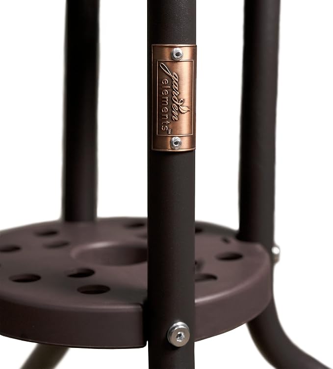 Garden Elements Outdoor Patio Furniture, Round Dining Table, Steel Base and Rim with Water-Wave Glass Top, Brown, 31.5"