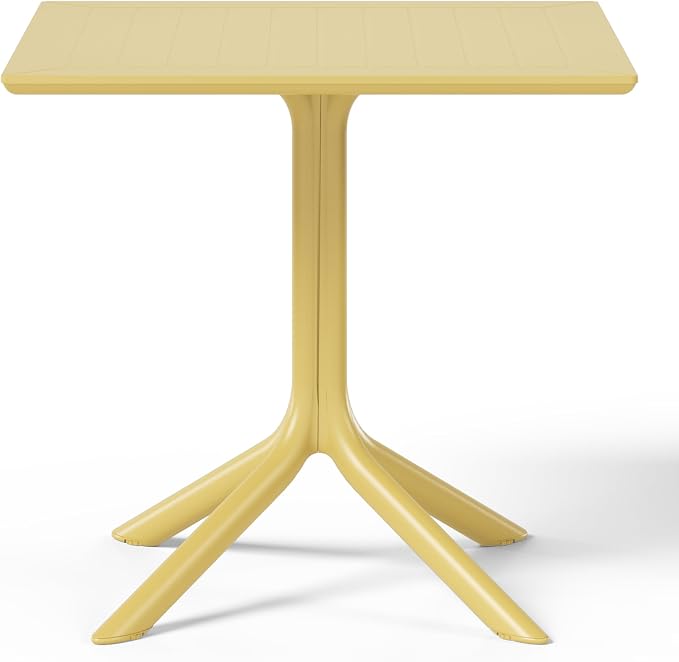 WestinTrends Playa 31.5" Square Outdoor Plastic Resin Patio Dining Table for 4, Yellow