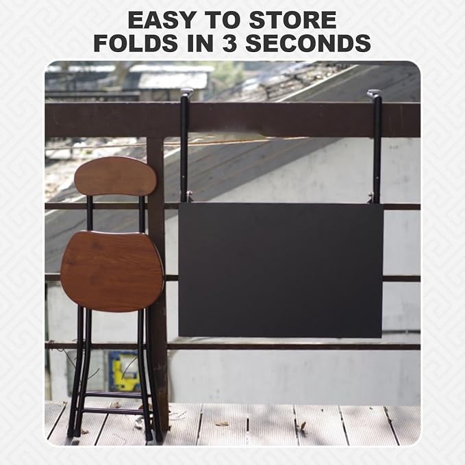 Terrace Side Table Outdoor Balcony Railing Side Table Wall-Mounted Table for Railings Balcony Bar Table for Railings Rounded Edges for Patio Garden Balcony Easy to Assemble.