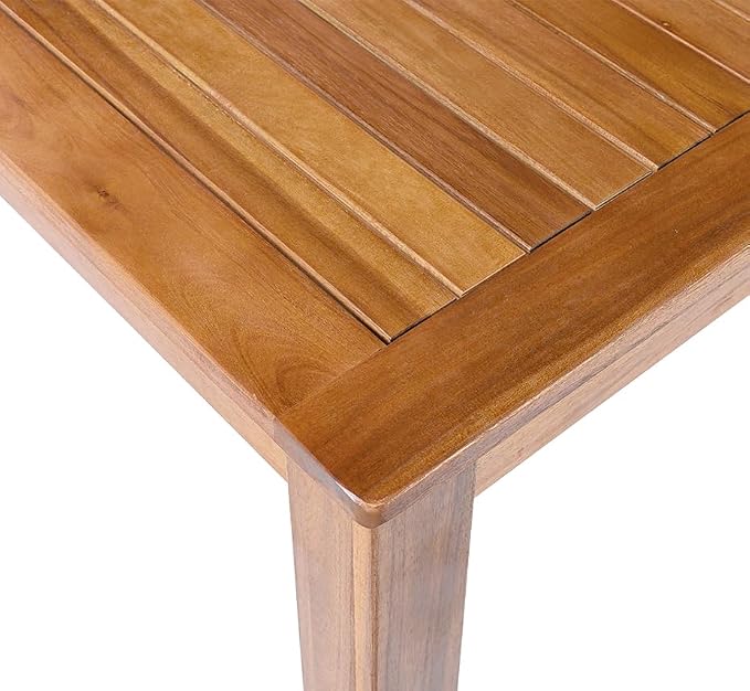 Merax Outdoor Dining Table for 6, 67" L Rectangular Acacia Wood Patio Table for Lawn, Backyard, Garden, Natural