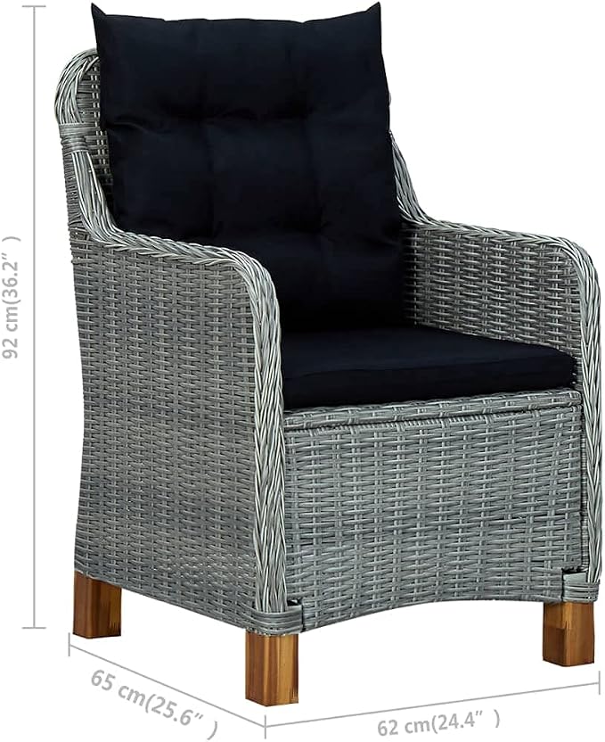 vidaXL 9 Piece Patio Dining Set in Light Gray/Black