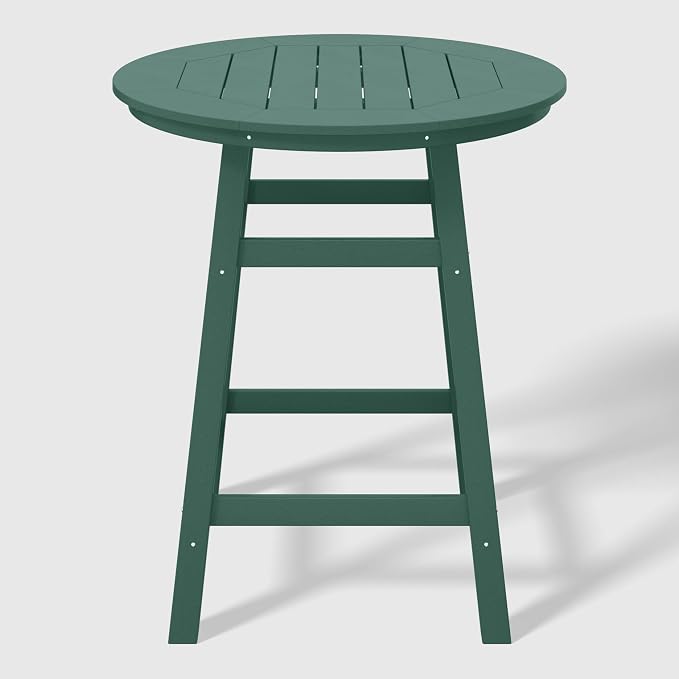 WestinTrends Outdoor 35" HDPE Round Patio Counter Height Bar Table, Dark Green