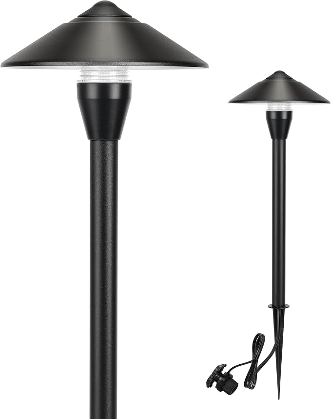 LUTEC 12V Low Voltage Pathway Lights, Die-cast Aluminum Pathway Lights with Connectors，IP65 Waterproof Outdoor Landscape Lighting, 3W 240LM Warm White 3000K for Path, Yard, Garden, 2 Pack