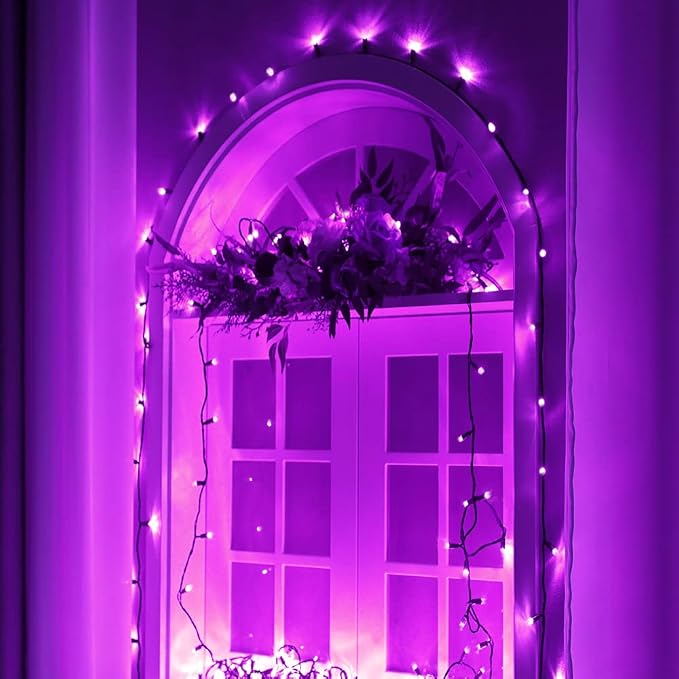 200 LED Purple Halloween Lights Outdoor String Lights, 66 ft | Green Wire Waterproof Twinkle Fairy Lights with Timer, 8 Modes Connectable String Lights Indoor Bedroom Halloween Decorations