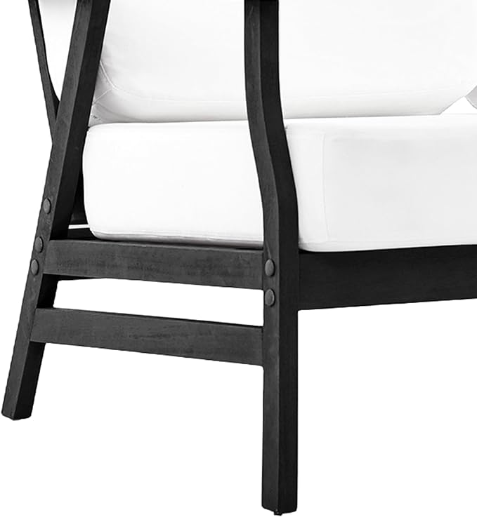 3 Pieces Patio Furniture Sets, Black Wood Outdoor Sectional Furniture with Coffee Table, 5 Seats Patio Sofa Couch Conversation Set for Backyard Deck - Beige