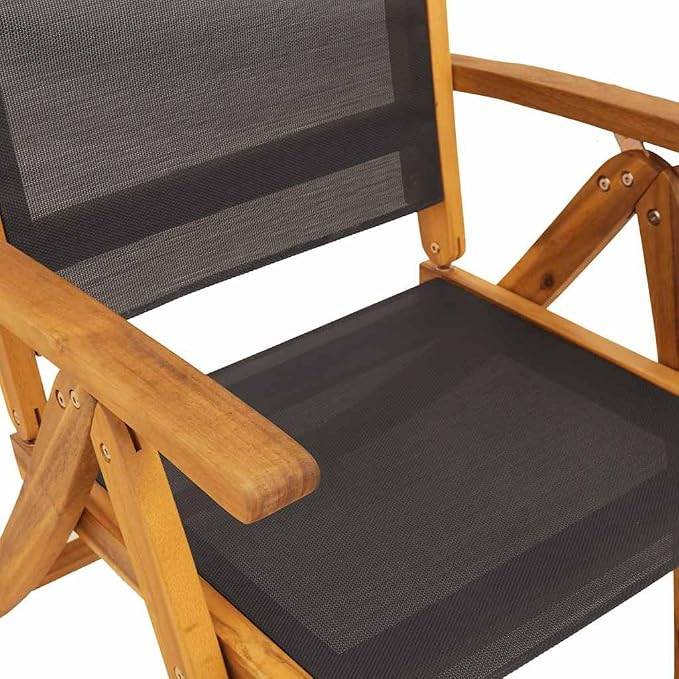 7 Piece Modern Patio Dining Set & Patio Lounge Set Acacia Wood for Dark Terrace Garden 59"-79" x 33" x 30"