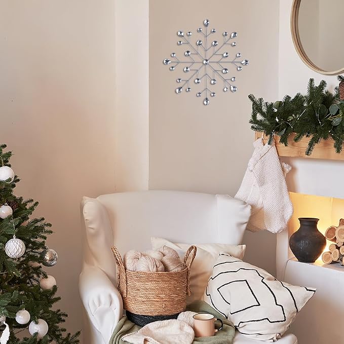 hogardeck Christmas Decorations Indoor, Metal Snowflakes for Winter Wall Decor, Xmas Wall Art Decor for Bathroom, Living Room, Porch, Garden, Yard
