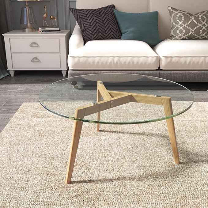Royalty 54" Inch Round Tempered Glass Table Top – Clear Table Top Glass – Useful for Replacement, Tabletop Protector, Patio, Dining, Coffee, Desks - 1/4" Thick Flat Polished Edge