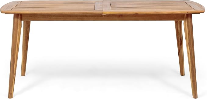 IRONORA Natural Acacia Wood Extendable Patio Dining Table, 94.5 Inch Rectangular Slatted Top Outdoor Farmhouse Table for 6-8 People, Teak Finish Wooden Table for Backyard Balcony