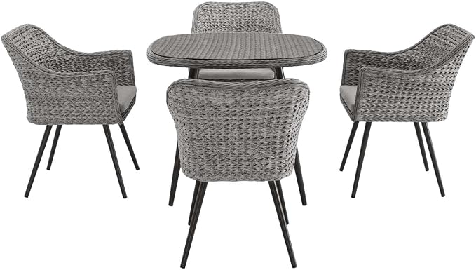 Modway EEI-3320-GRY-GRY-SET Endeavor 5 Piece Outdoor Patio Wicker Rattan Set Gray, Dining Set of 5
