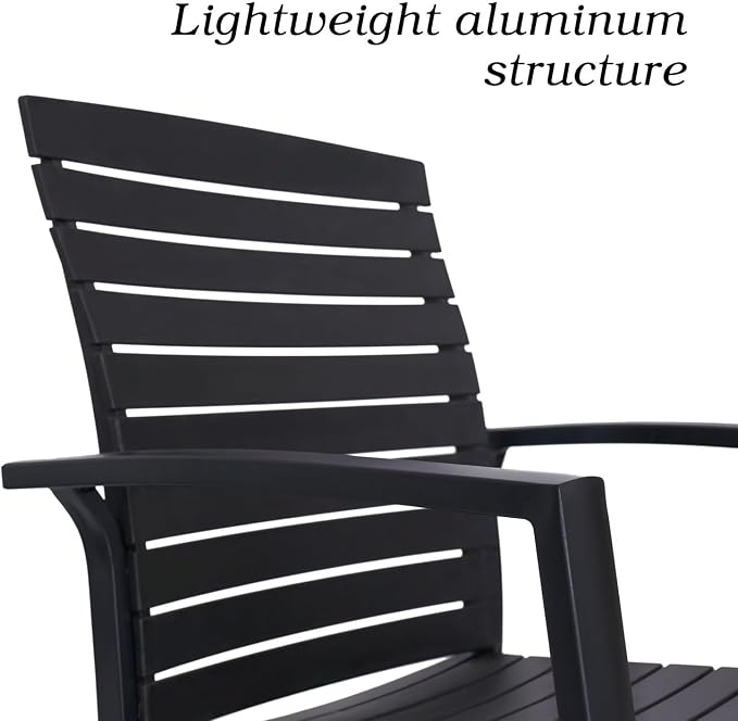 Anmutig 3 Piece Outdoor Dining Set, 27.5" Round Table & 2 Aluminum Chairs | Aluminum Frame, Stackable Chairs, Resin Slat Seating, Round Metal Table, Storage Shelf, Easy Assembly, Patio, Balcony, Garden
