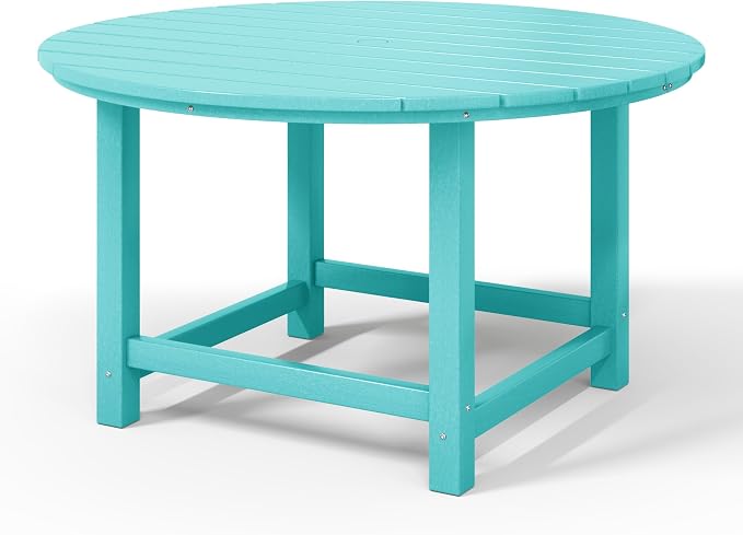 WestinTrends Malibu Kids Outdoor Patio Furniture HDPE 38" Wide Round Dining Table, Turquoise