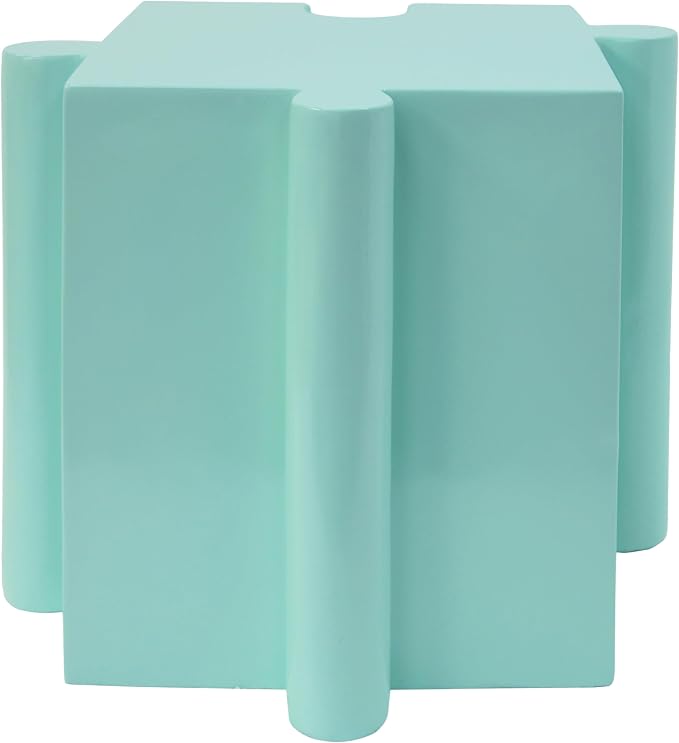 Christopher Knight Home Daton Interlocking Puzzle Outdoor Side Table, Lightweight Concrete Patio Coffee Table, Convex Edge MGO Modular End Table, Creative Set Up for Indoor&Outdoor Use, Mint Green