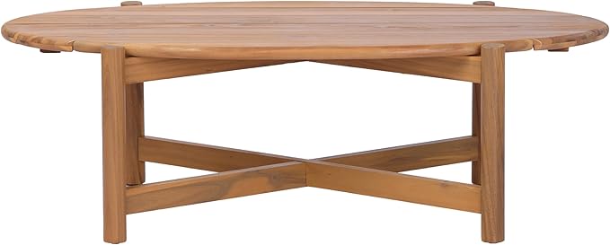Christopher Knight Home Bubi Patio Acacia Wood Coffee Table, Solid Wood Outdoor Table for Patio Furniture Set, Slat Panel Oval Top, Teak