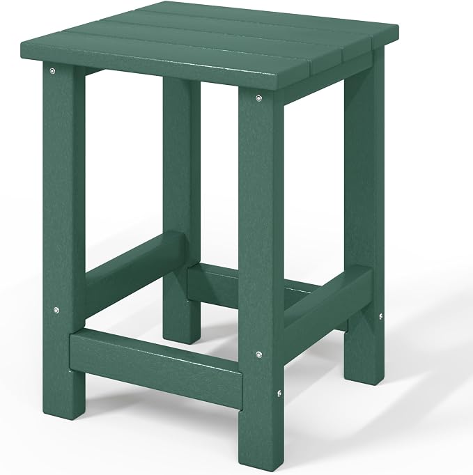 WestinTrends Malibu Kids Outdoor Patio Furniture HDPE Adirondack Square Side Table, Dark Green