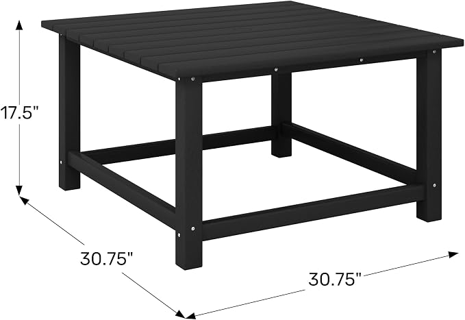 WestinTrends Malibu Low Outdoor HDPE Square Patio Coffee Table, Sand