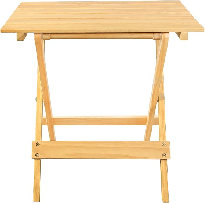 Casual Home Small Folding Side Table (2-Piece Set), 100% Solid Wood, Portable Patio Outdoor Small Table, Plant Stand, No Assembly