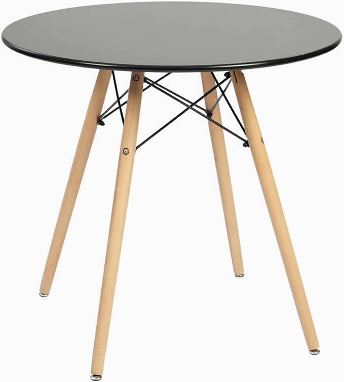 Homy Casa 31.5'' Outdoor Dining Table – Round Patio Table for 2-4 People, Mid-Century Modern Design, Perfect for Small Spaces, Coffee/Tea Table for Patio, Balcony, or Garden (Black)