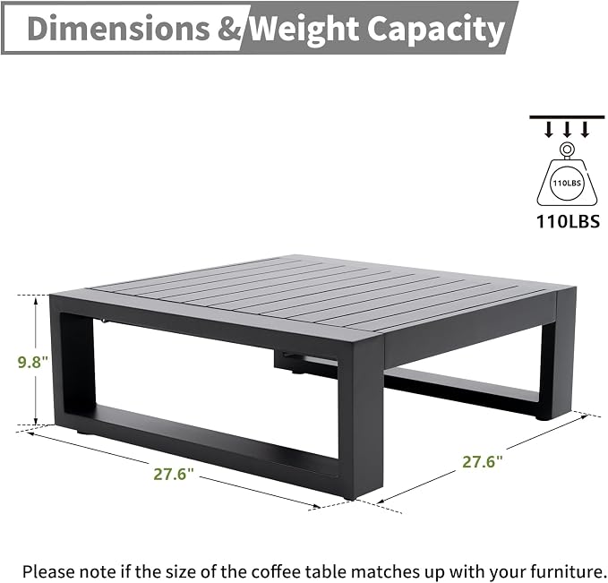 Outdoor Side Table Patio Aluminum Square End Table for Bistro Cafe Patio Small Coffee Table with Slat Top,Grey Frame