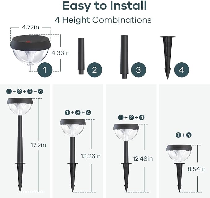 Linkind Solar Pathway Lights 8 Pack, Solar Lights Outdoor Warm White | Adjustable Solar Powered Lights Waterproof for Walkway Yard Garden Driveway Backyard