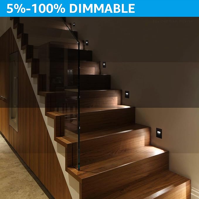 LEONLITE 12-Pack 3CCT 120V LED Step Lights, Vertical, Oil Rubbed Bronze | 110LM, 5%-100% Dimmable, CRI90, ETL, Indoor Outdoor Stair Lights, Wet Location, 3000K/4000K/5000K, Aluminum
