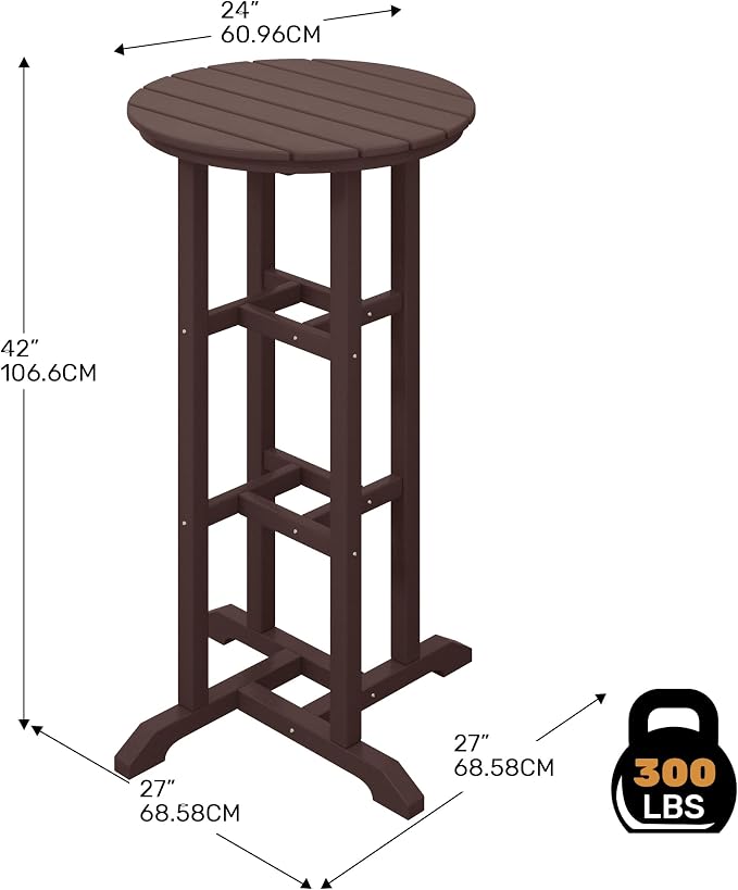 Costaelm Outdoor Bar Table, 42" Counter Height Round Patio Cocktail Bar Table, Patio Bar Table Bistro Dining Table Pub Table for Front Porch Deck, Backyard, Garden, Dark Brown