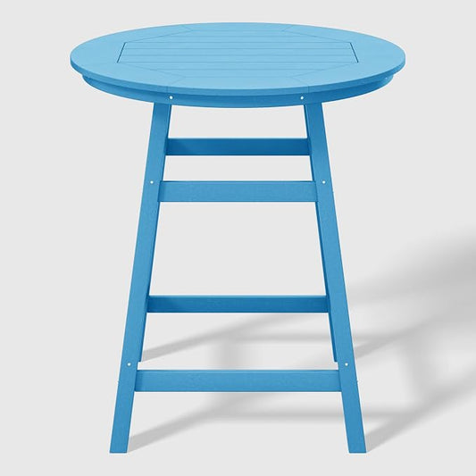WestinTrends Outdoor 35" HDPE Round Patio Counter Height Bar Table, Pacific Blue