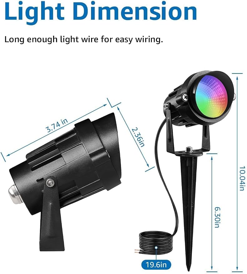 SUNVIE RGBW Low Voltage Landscape Lights Color Changing LED Landscape Lighting Outdoor Waterproof Remote Control for Garden Yard Pathway Christmas Decorative Lighting, 12 Pack with Connector | LED Landscape Lighting Waterproof Outdoor Remote Control fo...