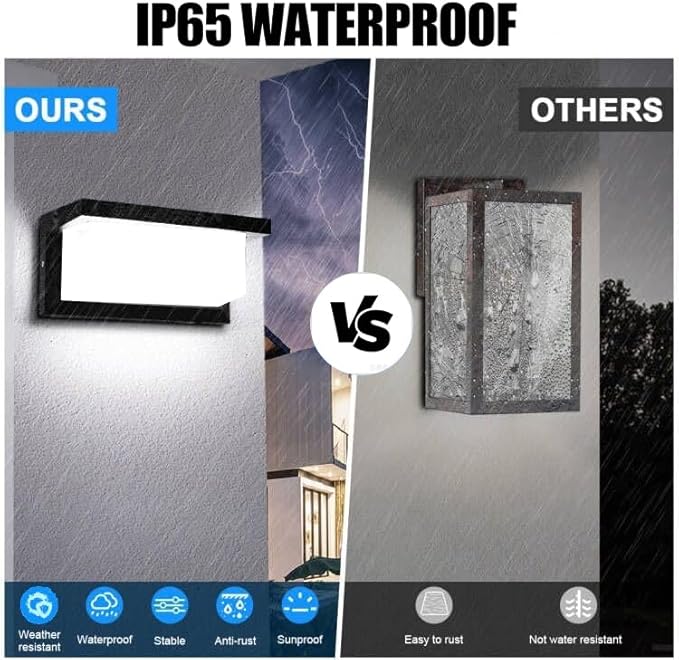 5000K Daylight White Outdoor Wall Sconce Lights, LED Exterior Light Fixture Wall Mount Ip65 Waterproof, Wall Porch Light for Garage Walkway Hallway Backyard Garden(1 Pack)