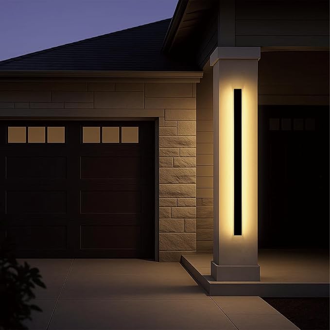 Modern Outdoor Lights, 59 Inch LED Wall Sconce, Black Waterproof Exterior Light Fixture, Single Wall Mount Lighting for Front Porch, Entryway, Garage Side Door