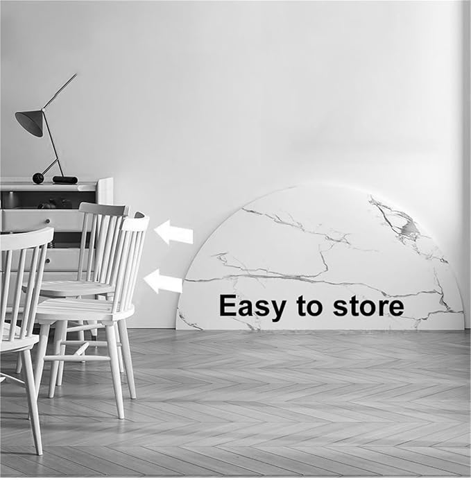 Folding Round Dining Table 24-71 Inch Beige Wood - Space-Saving Half-Fold Design for Kitchen & Patio - Versatile 43.3" Diameter Home Storage Solution with Metal Hardware