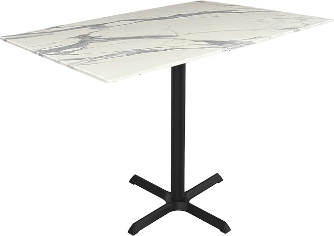 HBS 36" Tall OD211 Indoor/Outdoor All-Season Table with 32" x 48" White Marble Top