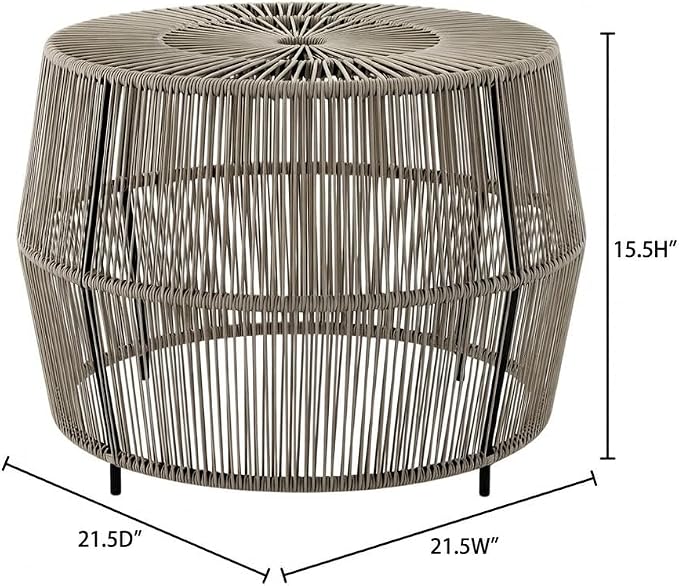 Gray Wicker Round Outdoor Coffee Table with Sturdy Frame, Weather-Resistant Design, Ideal for Patio, Garden, and Outdoor Living Spaces