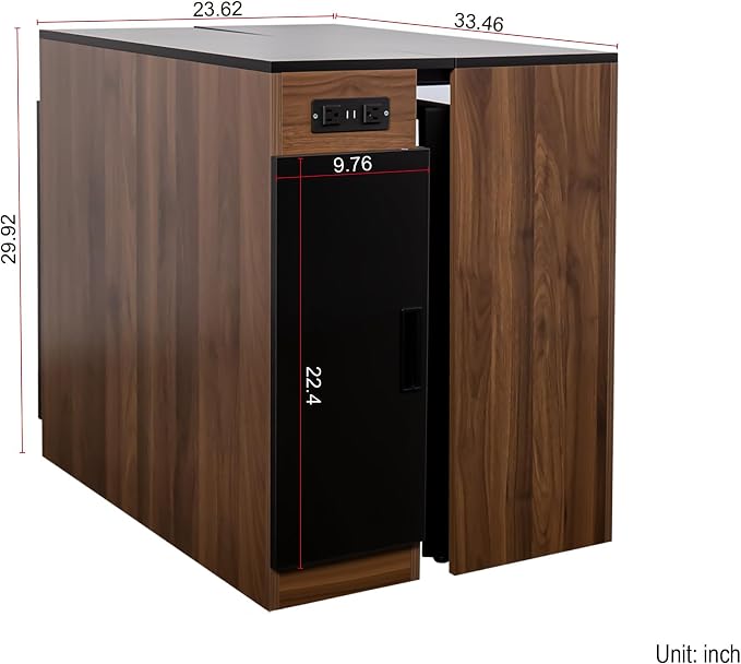 23.62”-118.11” Extendable Dining Room Table, 1-10 People Wood Long Foldable Tables with Storage Cabinet & Outlet, Space Saving Expanding Table with for Kitchen, Living Room, Walnut Black
