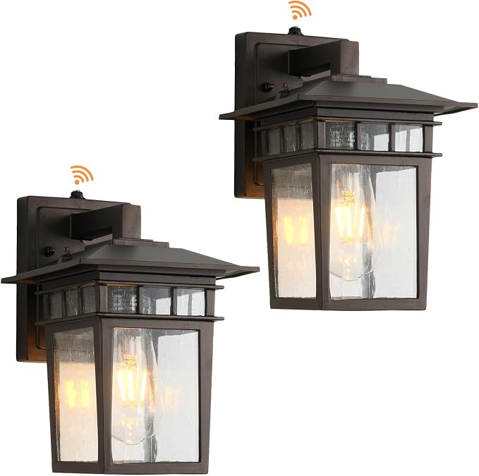 Dusk to Dawn Exterior Wall Sconce Set of 2 Brown Outdoor Porch Light