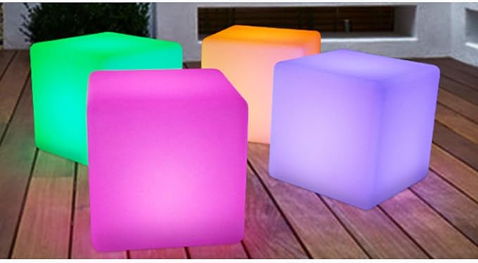 16" Cube LED Color Light Stool Party Club Bar Furniture LED Chair Stool Table Outdoor Indoor Patio Party Yard, Rechargeable Square Stool Light, 16 Color Gradient Romantic Decorative Lighting