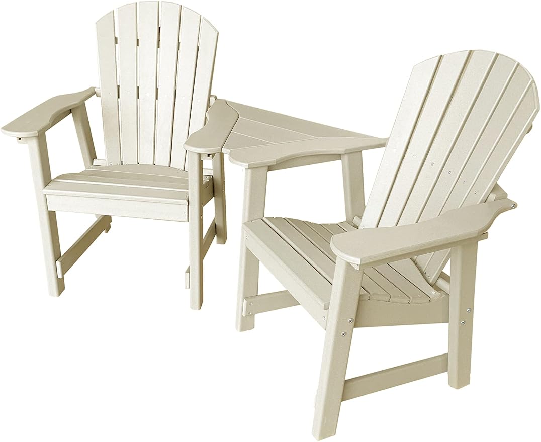 Phat Tommy 2 Chair Dining Table Set - Poly Outdoor Furniture - Small Patio Dining Set for Apartment Balcony Furniture, Recycled Poly Lumber Chairs and Table, White