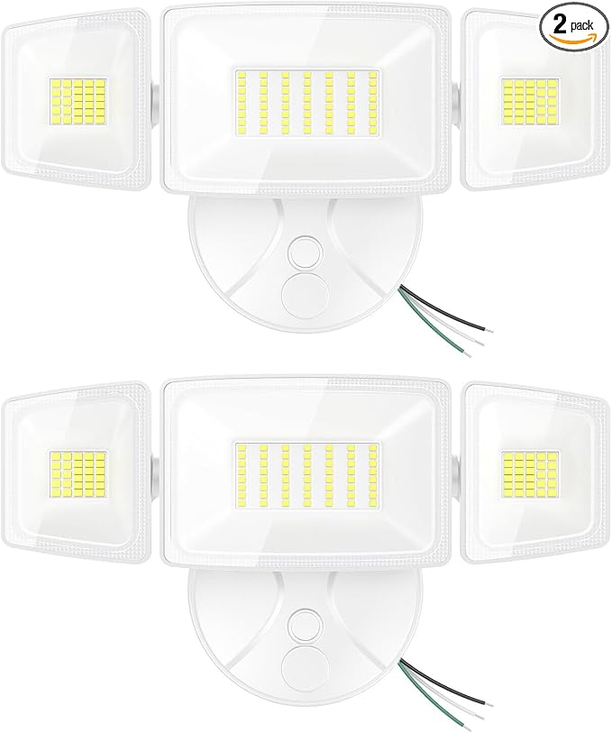 Onforu 2 Pack 75W Flood Lights Outdoor, 7000LM LED Flood Lighting Outdoor Switch Controlled, IP65 Waterproof Exterior Floodlight Fixture with 3 Adjustable Heads, 6500K Security Light for Garage Yard