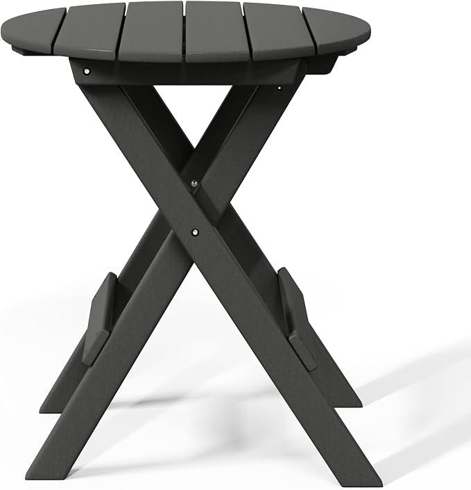 WestinTrends Malibu HDPE Outdoor 24.5 Inch Round Portable Folding Patio Dining Table, Gray