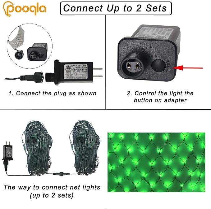 Pooqla Green Net Lights, 21x 5ft Halloween Bush Lights Outdoor Green Wire | 360 LED Large Net Mesh Lights Plug in, 8 Modes Waterproof Connectable Bushes Lights for Christmas Hedge Yard Decor