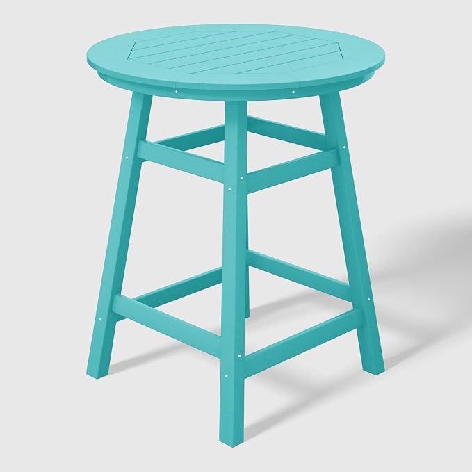 WestinTrends Outdoor 35" HDPE Round Patio Counter Height Bar Table, Turquoise