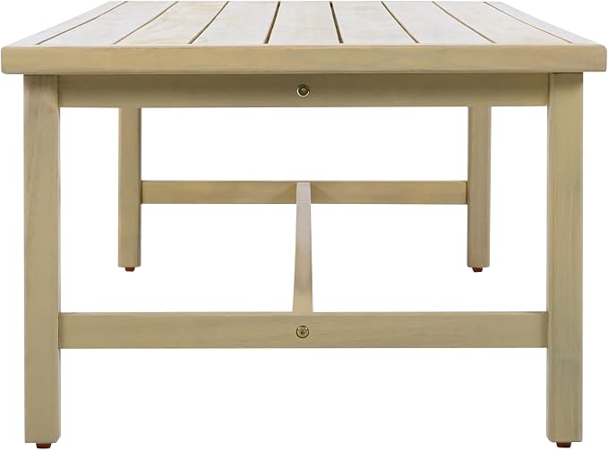 Christopher Knight Home Teras Patio Acacia Wood Coffee Table, Solid Wood Outdoor Table for Patio Furniture Set, Slat Panel Rectangular Top, Light Teak