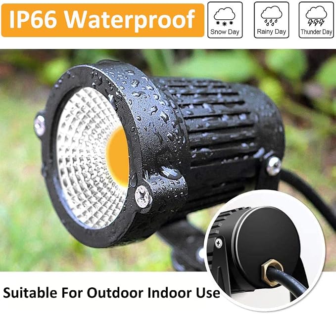 ZUCKEO Low Voltage Landscape Lights LED Landscape Lighting, 5W 12V Garden Pathway Lights Waterproof Warm White Walls Trees Flags Outdoor Landscape Spotlights with Stakes (8 Pack)