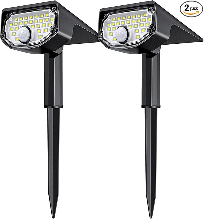 AloftSun Solar Motion Sensor Outdoor Lights,Waterproof Motion Sensor Spot Lights- 30 LED/3 Modes Solar Powered Spotlights,Landscape Lighting for Yard and Garden, Cool White,2 Pack