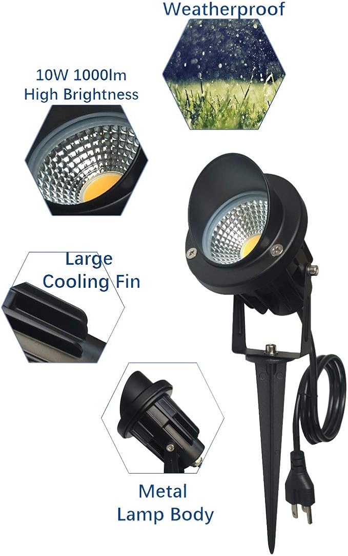 LED Outdoor Spotlight Flag Light 120V 10W Waterproof Spot Lights for Yard Flagpole House Tree Plug in Christmas Landscape Lighting (10W, Warmwhite)