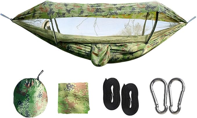 Quick Setup Hammock Including Netting and Canopy Perfect for Backyard or Holiday Sun Shelter Hammock